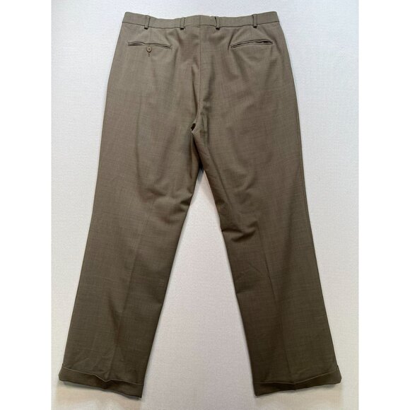 Stafford Men's Washable Wardrobe Wool Dress Pants Pleated Front Size 40x32 Khaki - Picture 2 of 10